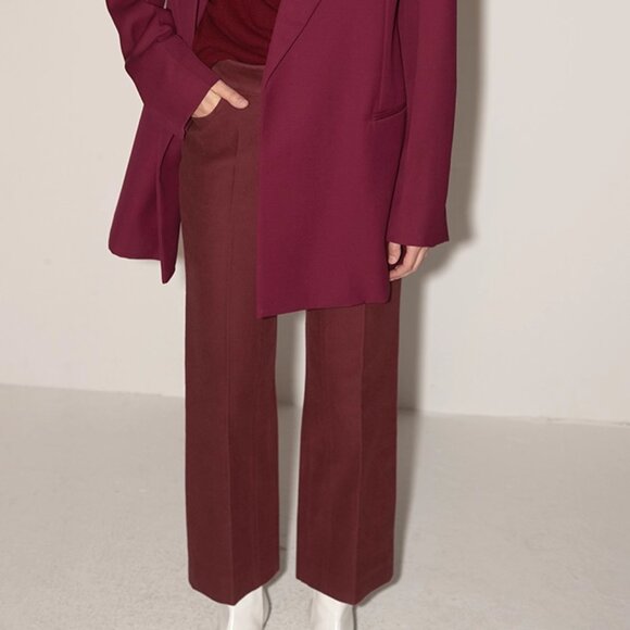 CHICJOC Burgundy Tailored Cotton Pants – Size 38 - Picture 9 of 16